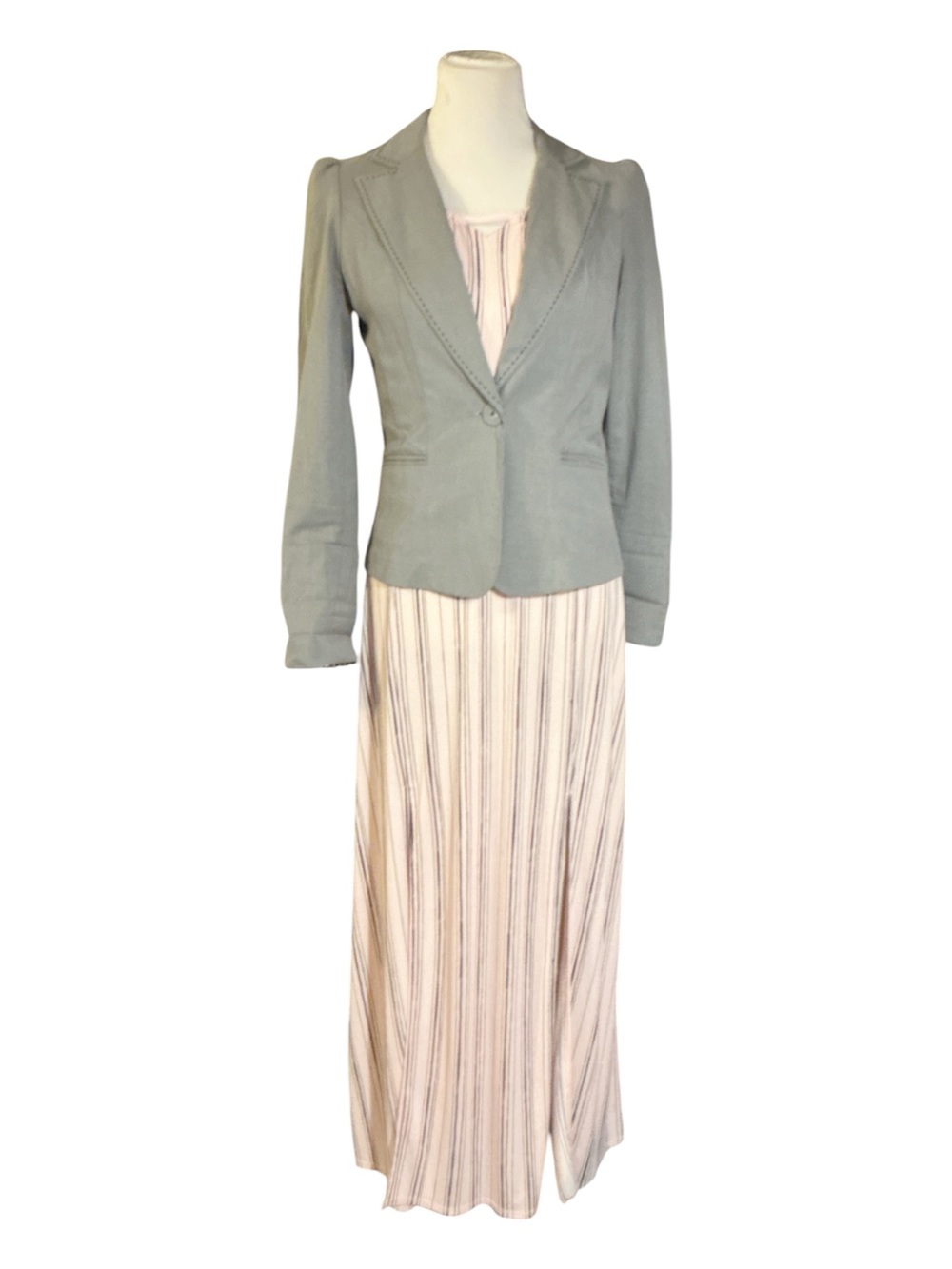 Candie's Light Pink and Gray Striped Maxi Skirt